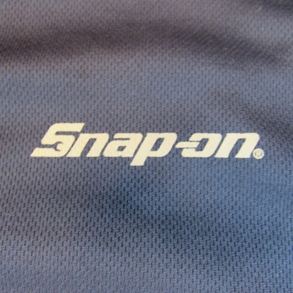 Snap-on Henley Shirt Mens XXL Blue Excellent Long Sleeve Mesh Performance Logo